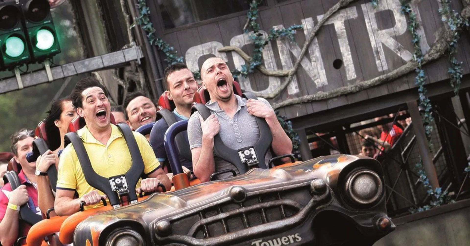 People on a rollercoaster at Alton Towers