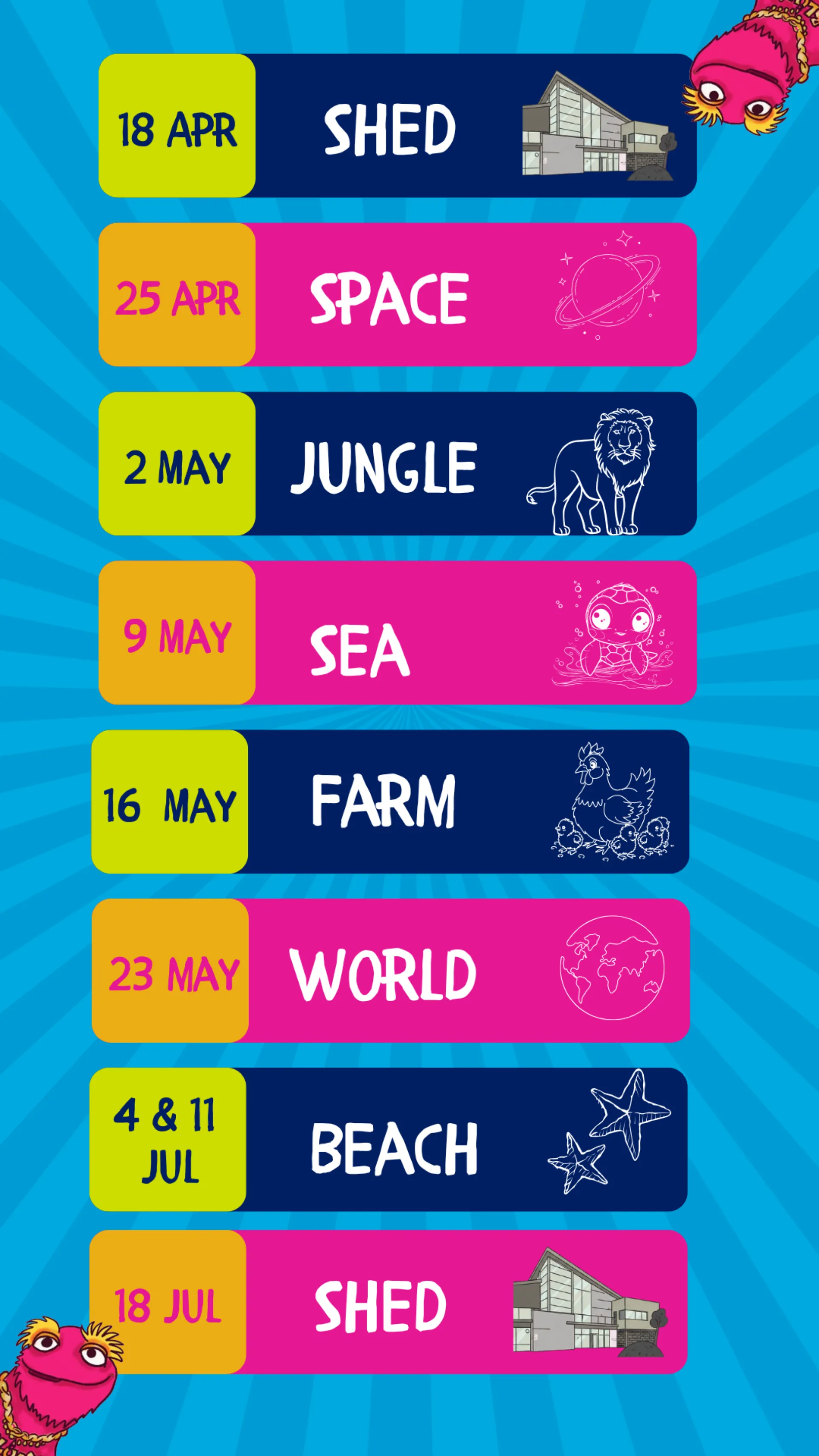 This is the Tales weekly theme schedule.