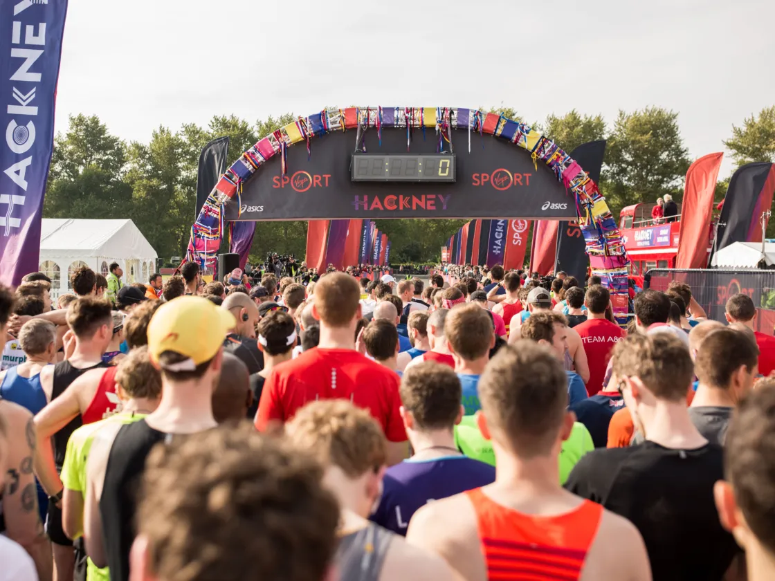 runners at the beginning of the Hackney Half Marathon