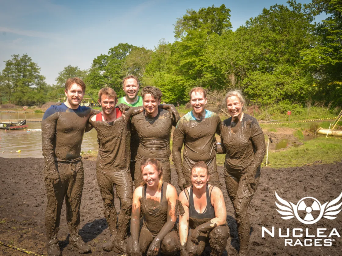 Muddy runners at a Nuclear Races event