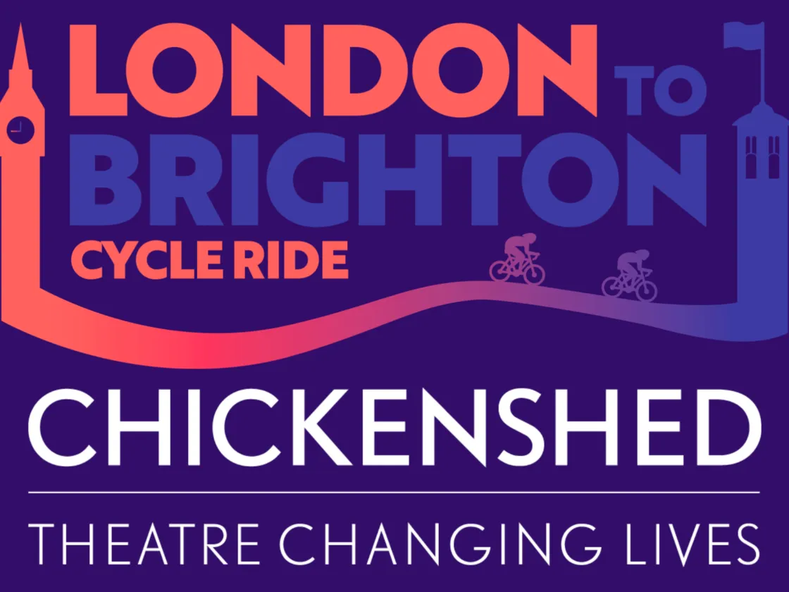 a poster diplaying the Chickenshed Theatre and London to Brighton Cycle Ride logos
