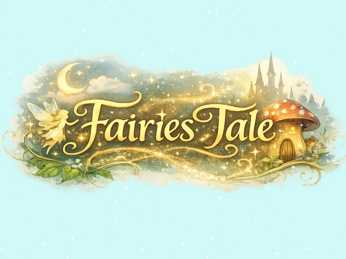 Logo in front of fairy and fairy castle images